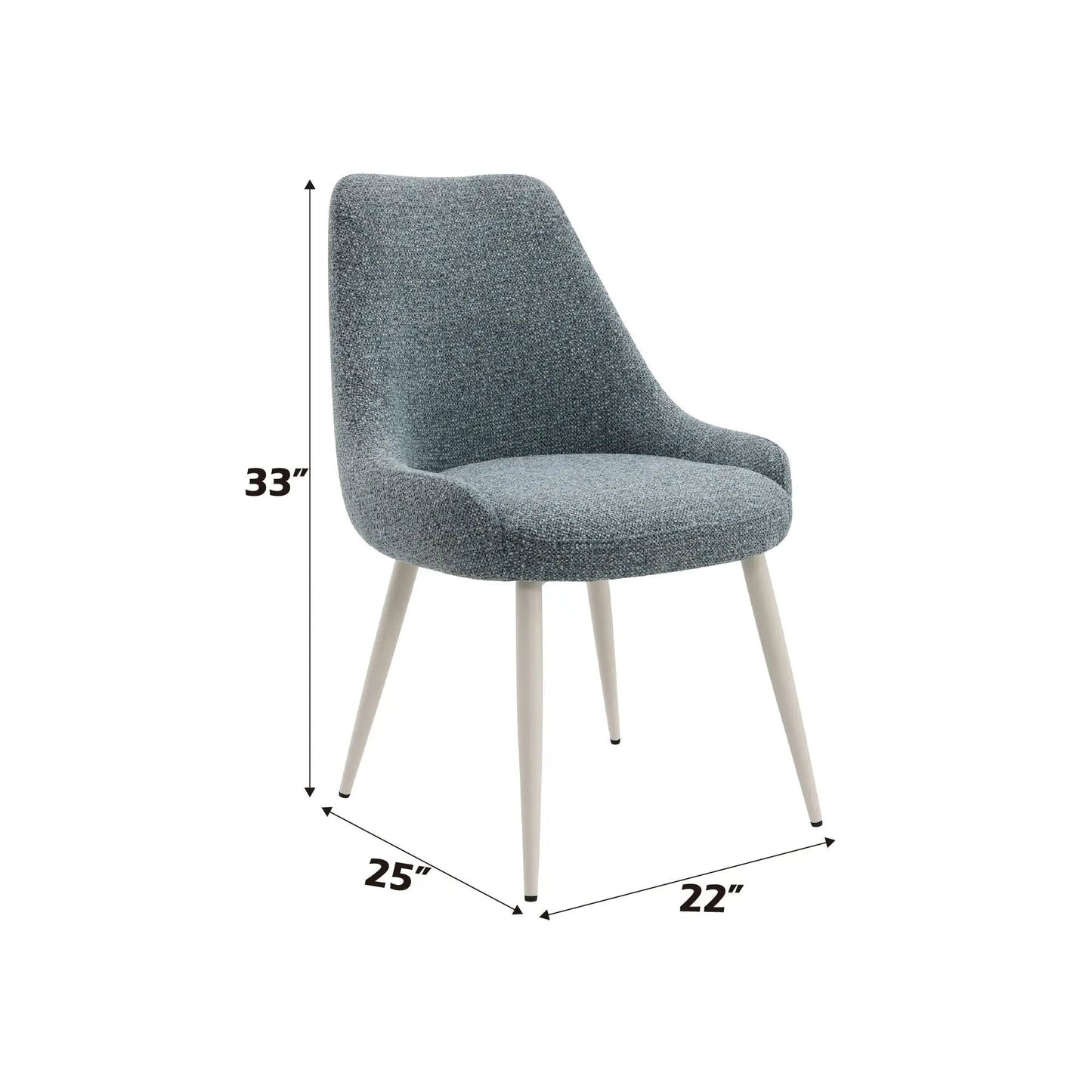 Table Side Chair with Blue Boucle Upholstery