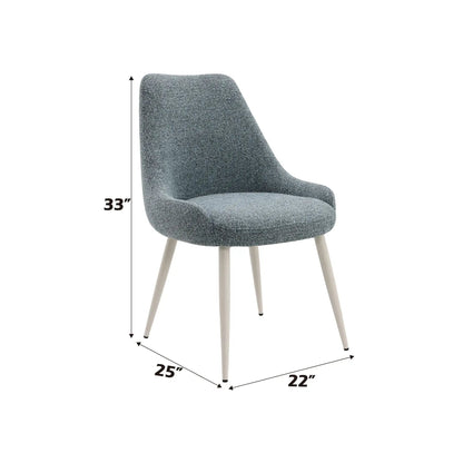 Table Side Chair with Blue Boucle Upholstery
