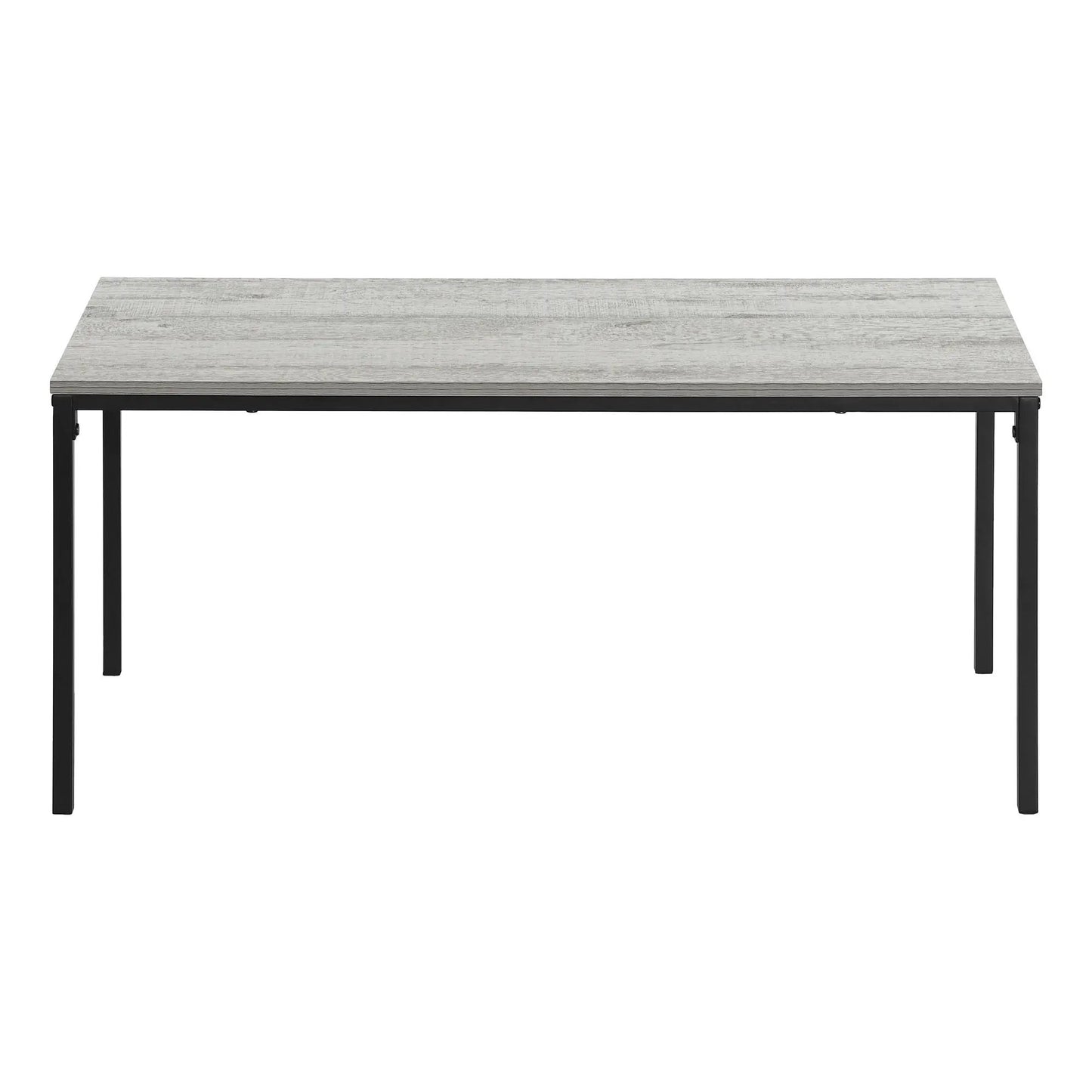 Rectangular coffee table with light grey woodgrain top and black metal legs on Tampa Home & Garden Store