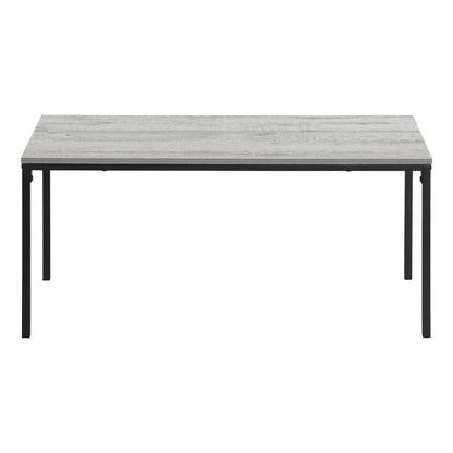 Rectangular coffee table with light grey woodgrain top and black metal legs on Tampa Home & Garden Store