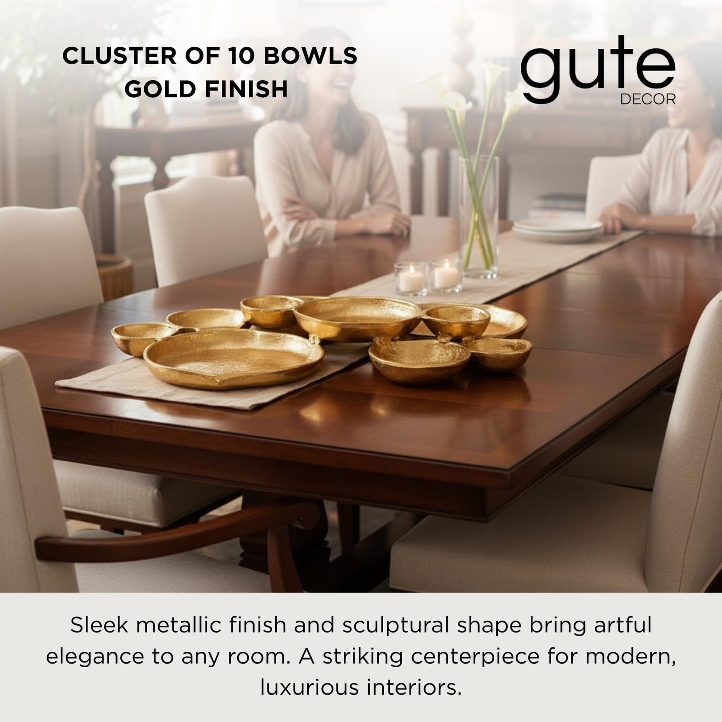 Modern Gold Cluster Serving Bowls Decor Tray