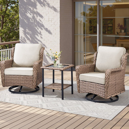 2-Person Outdoor Wicker Swivel Rocker Seating Group by HouseOfZazla with two rockers on Tampa Home & Garden Store