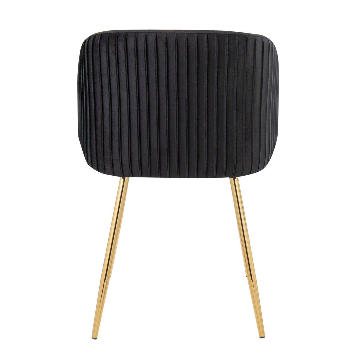 Pleated Waves Contemporary Chair Set of 2 with black upholstery and gold metal legs on Tampa Home & Garden Store