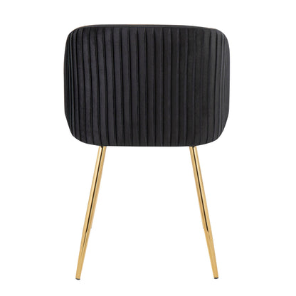 Pleated Waves Contemporary Chair Set of 2 with black upholstery and gold metal legs on Tampa Home & Garden Store