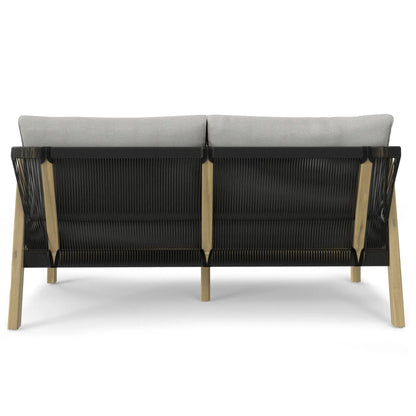 Palmetto Outdoor Sofa stone gray with black woven frame and wood legs, Unique Piece Furniture on Tampa Home & Garden Store