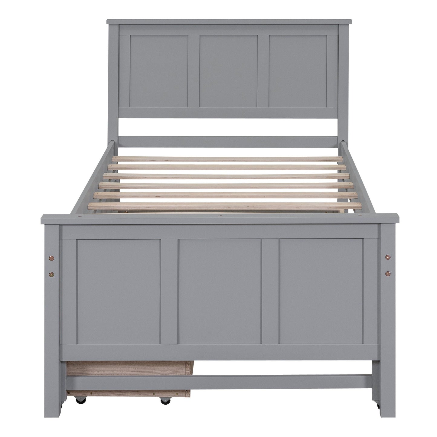Platform bed with trundle and drawers in gray, by HouseOfZazla, wood slat bed base on Tampa Home & Garden Store