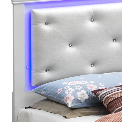 LED Elegant Bed upholstered bed with tufted headboard and purple LED lighting by HouseOfZazla on Tampa Home & Garden Store