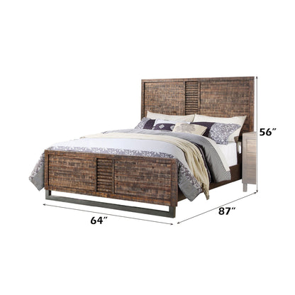 Andria Reclaimed Oak Queen Bed with rustic slatted headboard by HouseOfZazla 87x64x56 in on Tampa Home & Garden Store