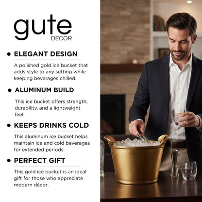 Golden Double Walled Ice Bucket and Cooler Set