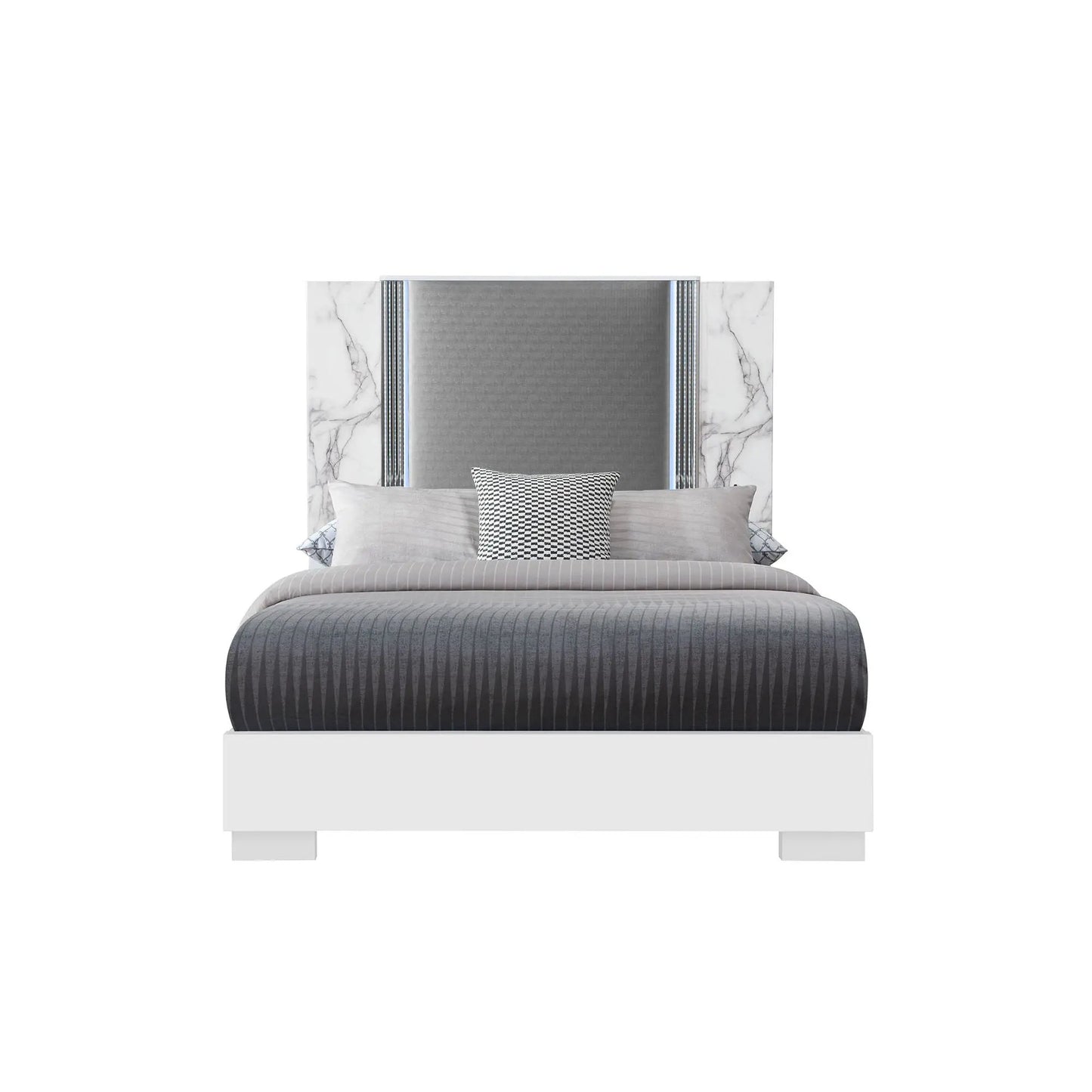 Moon Modern Bed with LED Accent Lighting