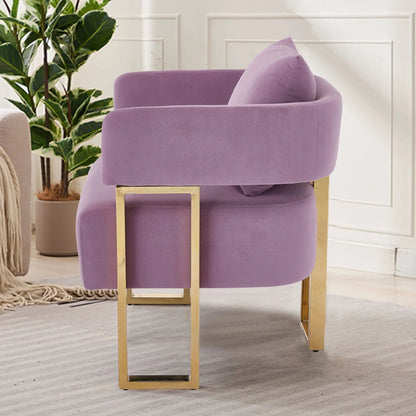 Teddy fleece upholstered accent chair in purple with gold metal legs by Unique Piece Furniture on Tampa Home & Garden Store