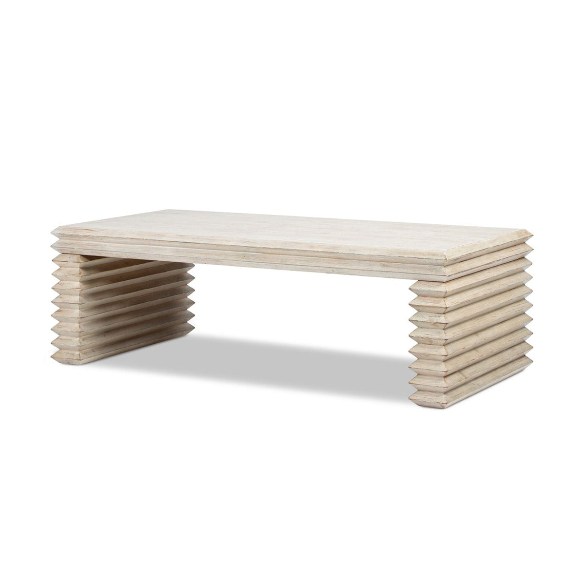 Geometric waterfall console table in pale wood with stacked slab legs by HouseOfZazla on Tampa Home & Garden Store