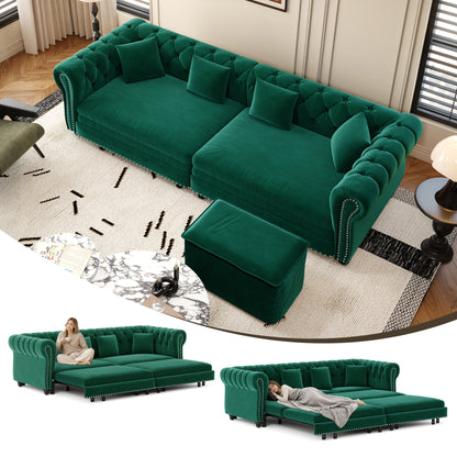Green Chesterfield Velvet Sofa and the Bed