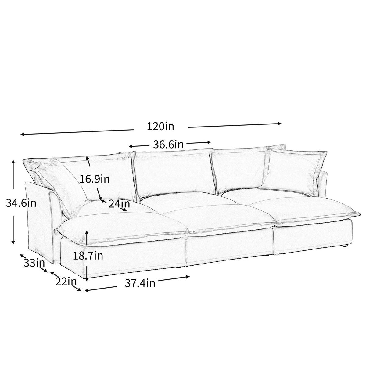 Oversized chenille sofa with 3 ottomans by HouseOfZazla on Tampa Home & Garden Store