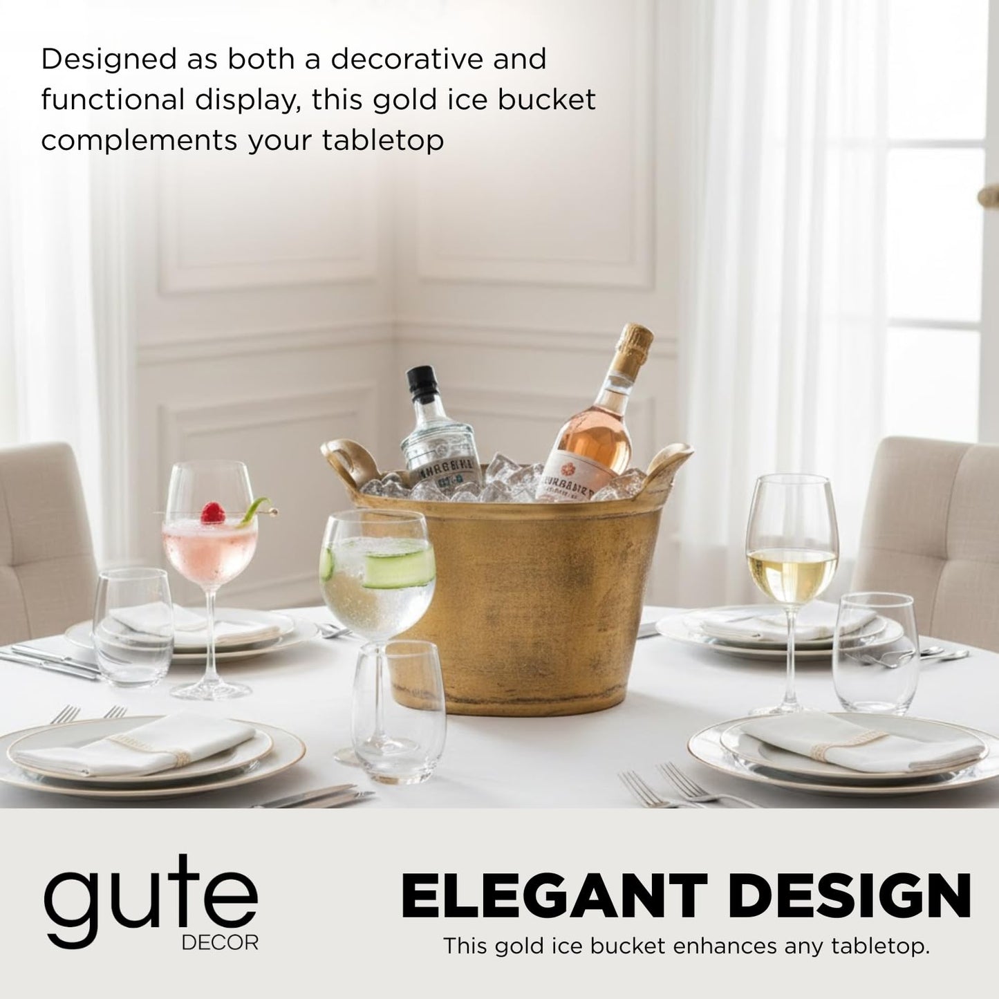 Golden Double Walled Ice Bucket and Cooler Set