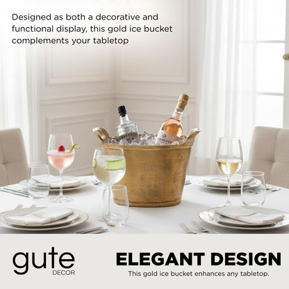 Golden Double Walled Ice Bucket and Cooler Set