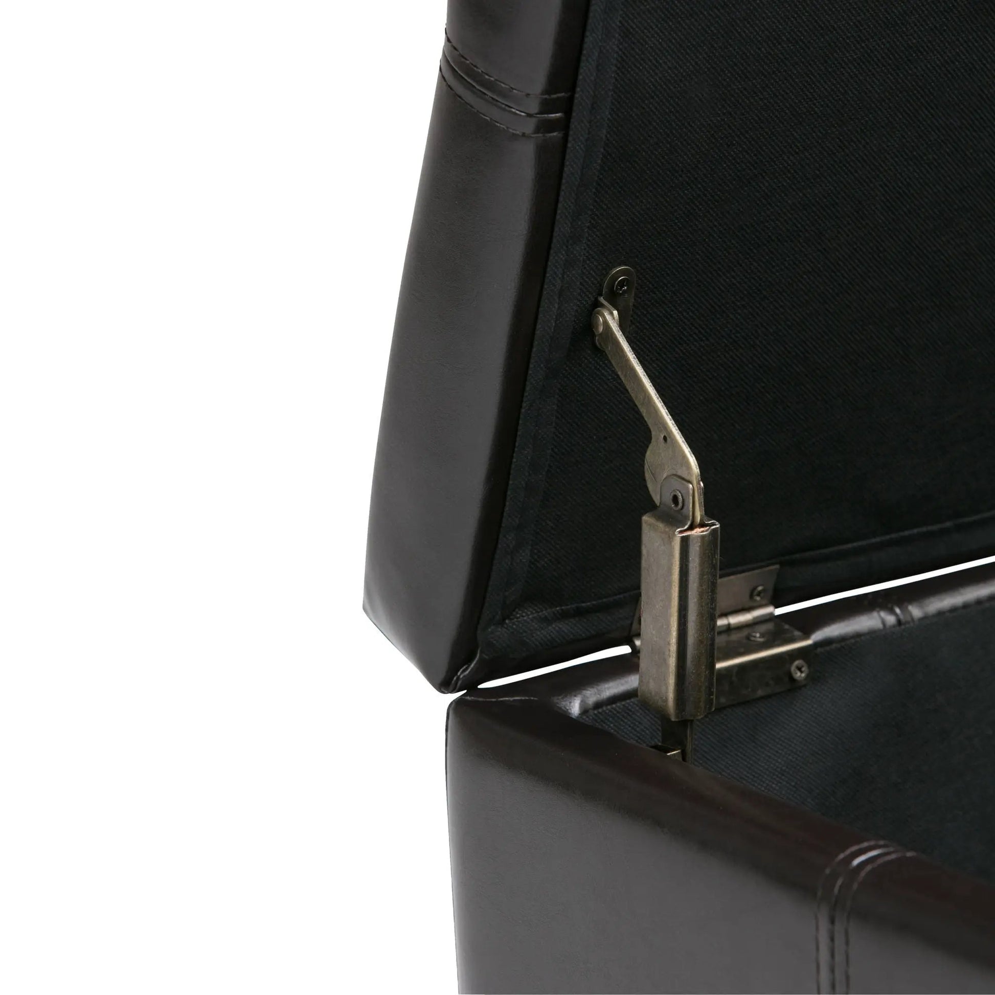 Dover Multifunctional Storage Ottoman Bench black faux leather with metal hardware on Tampa Home & Garden Store