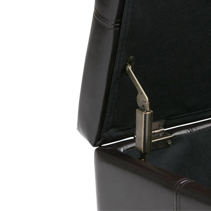 Dover Multifunctional Storage Ottoman Bench black faux leather with metal hardware on Tampa Home & Garden Store