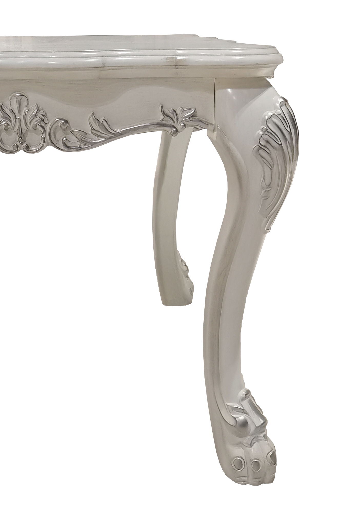 Dresden End Table Bone White by HouseOfZazla with ornate carved legs on Tampa Home & Garden Store