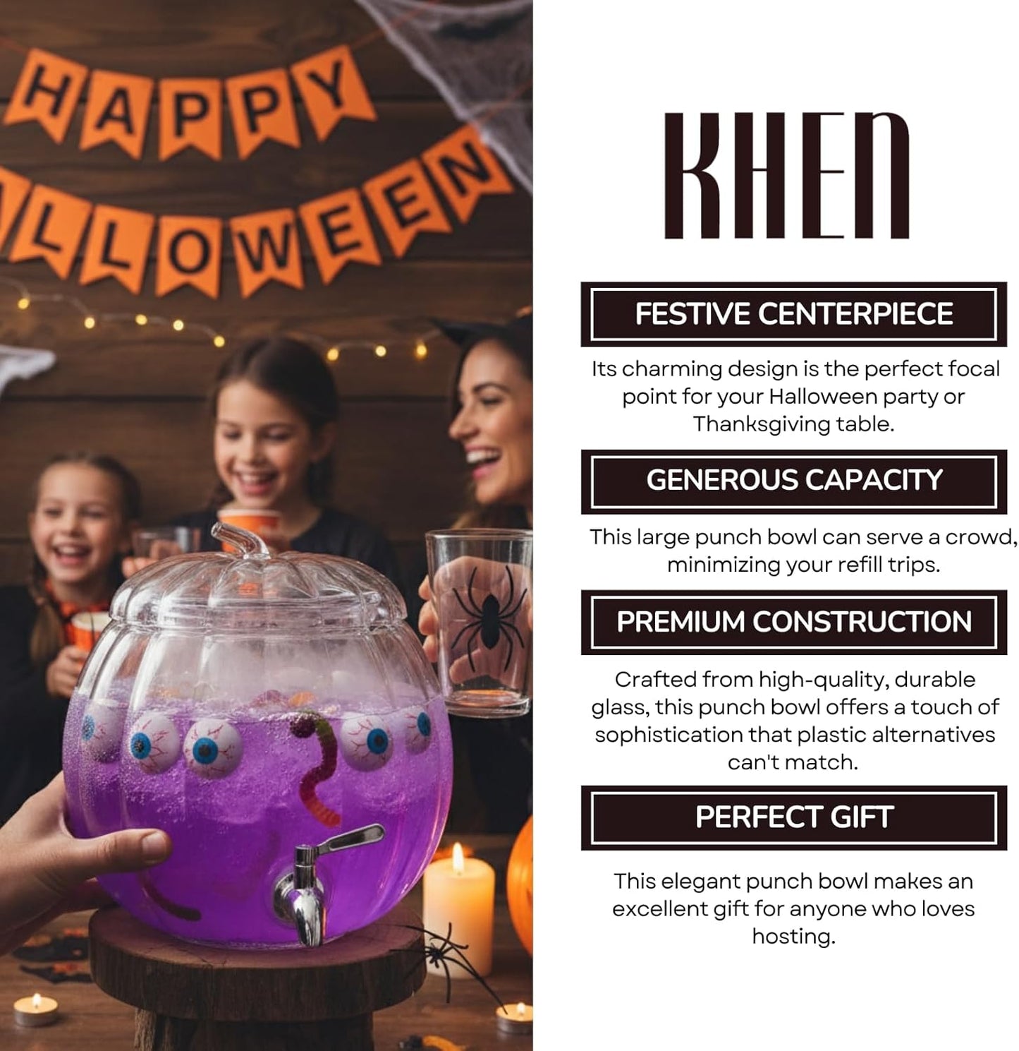 Glass Pumpkin Drink Dispenser And Party Bowl
