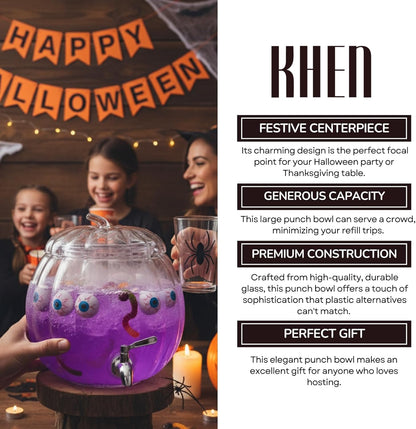 Glass Pumpkin Drink Dispenser And Party Bowl