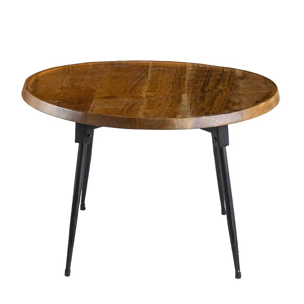 Oval coffee table brown wood top with black angled metal legs by Unique Piece Furniture on Tampa Home & Garden Store