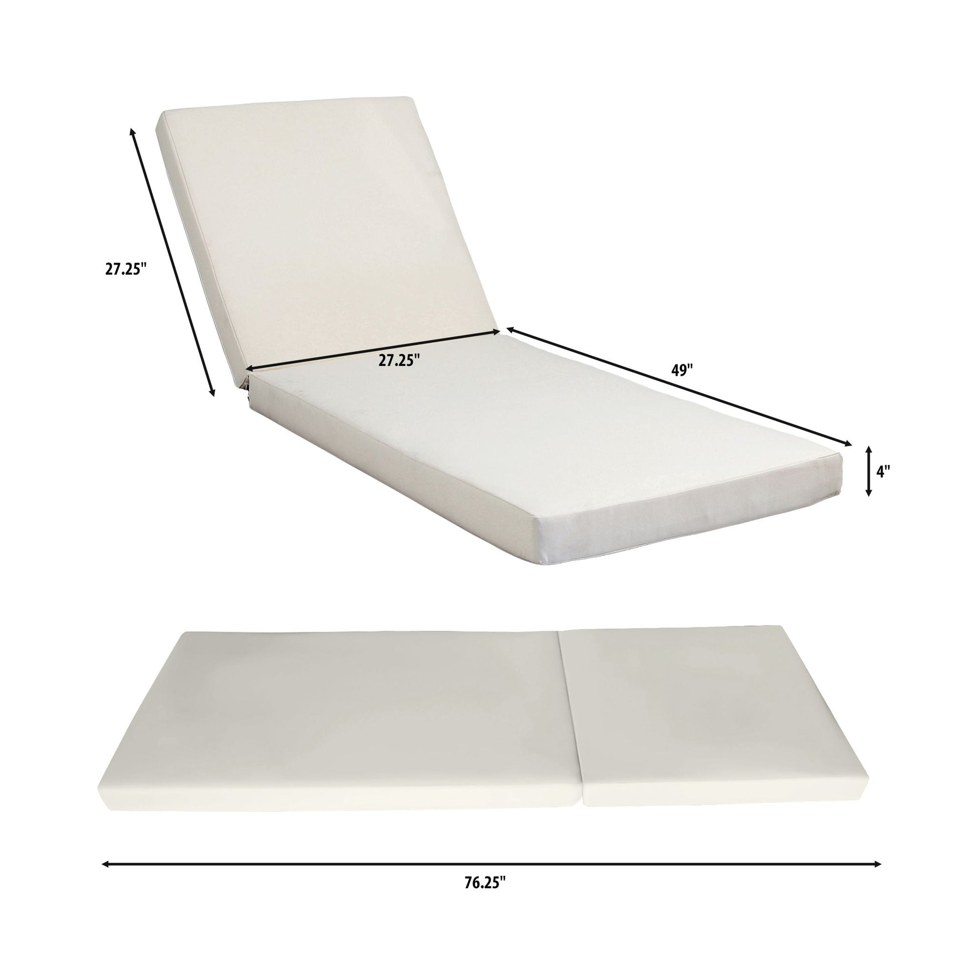Premium acacia lounge chaise with cream cushions, adjustable recline by HouseOfZazla on Tampa Home & Garden Store
