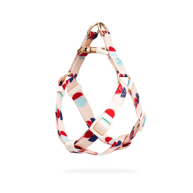 Pet Zen Y-shaped chest strap dog harness, pastel nylon with gold hardware on Tampa Home & Garden Store