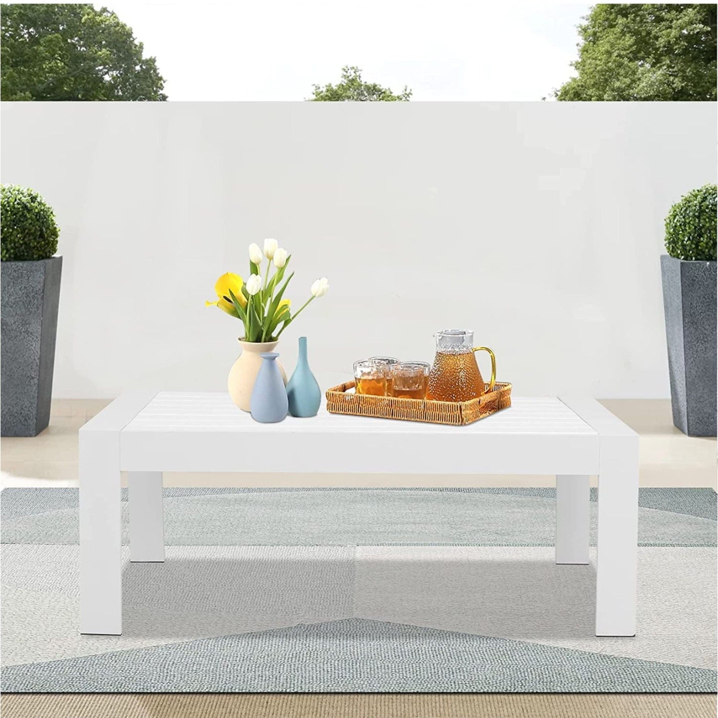Modern Outdoor Coffee Table with Aluminum Frame