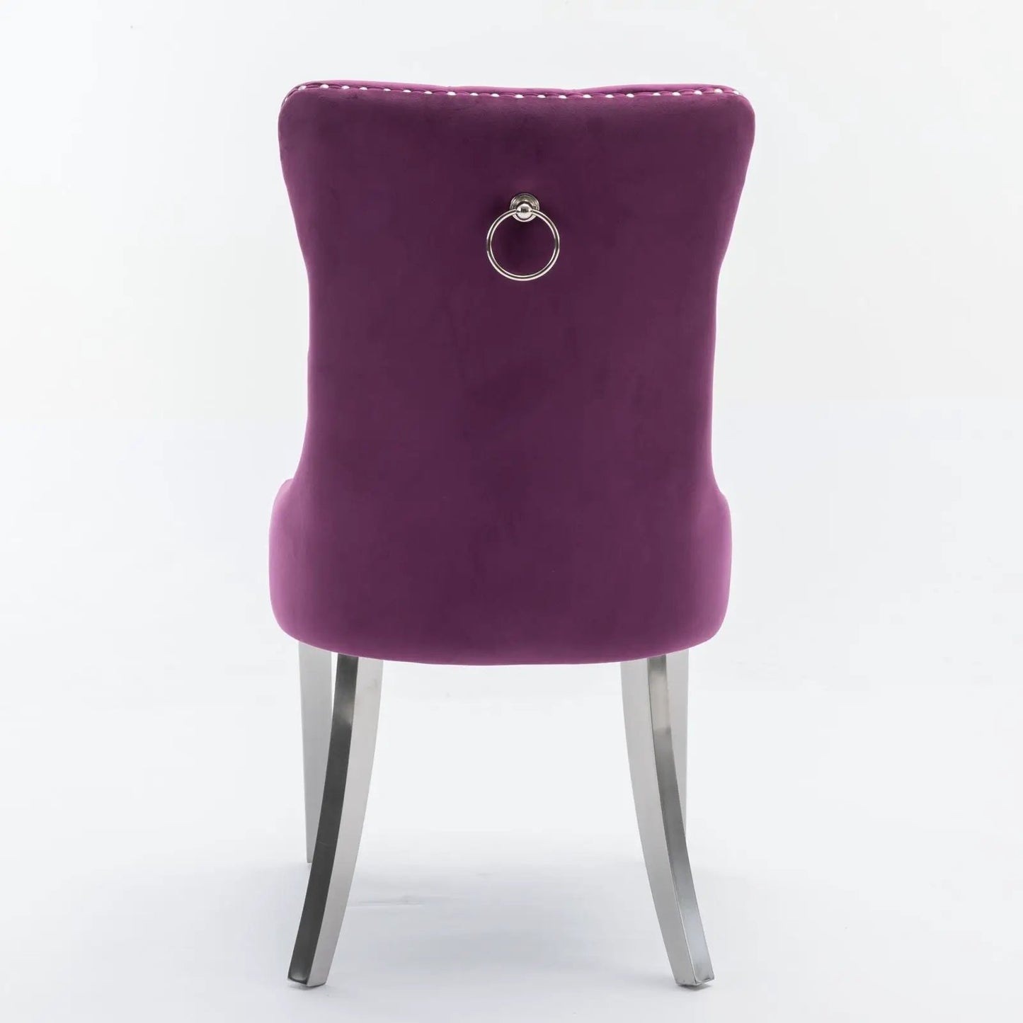 Nikki contemporary upholstered dining chair set of 2, purple velvet back with ring pull on Tampa Home & Garden Store