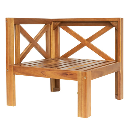 TOPMAX Outdoor 5-Piece Wood Sectional Sofa Set frame with crisscross braces in natural finish on Tampa Home & Garden Store