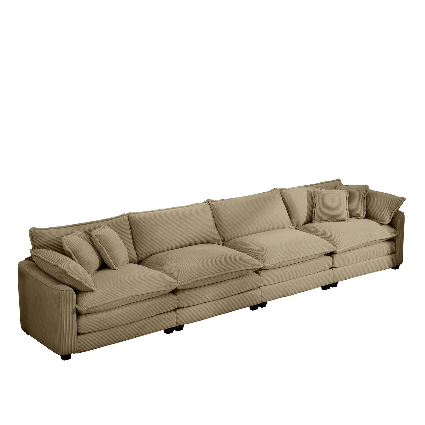 Modern Upholstered 4 Seater Sofa With Pillows