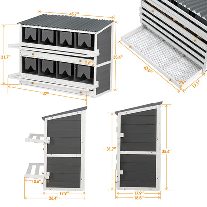 Wooden chicken nesting box with 2 egg collection drawers in white and gray by HouseOfZazla on Tampa Home & Garden Store
