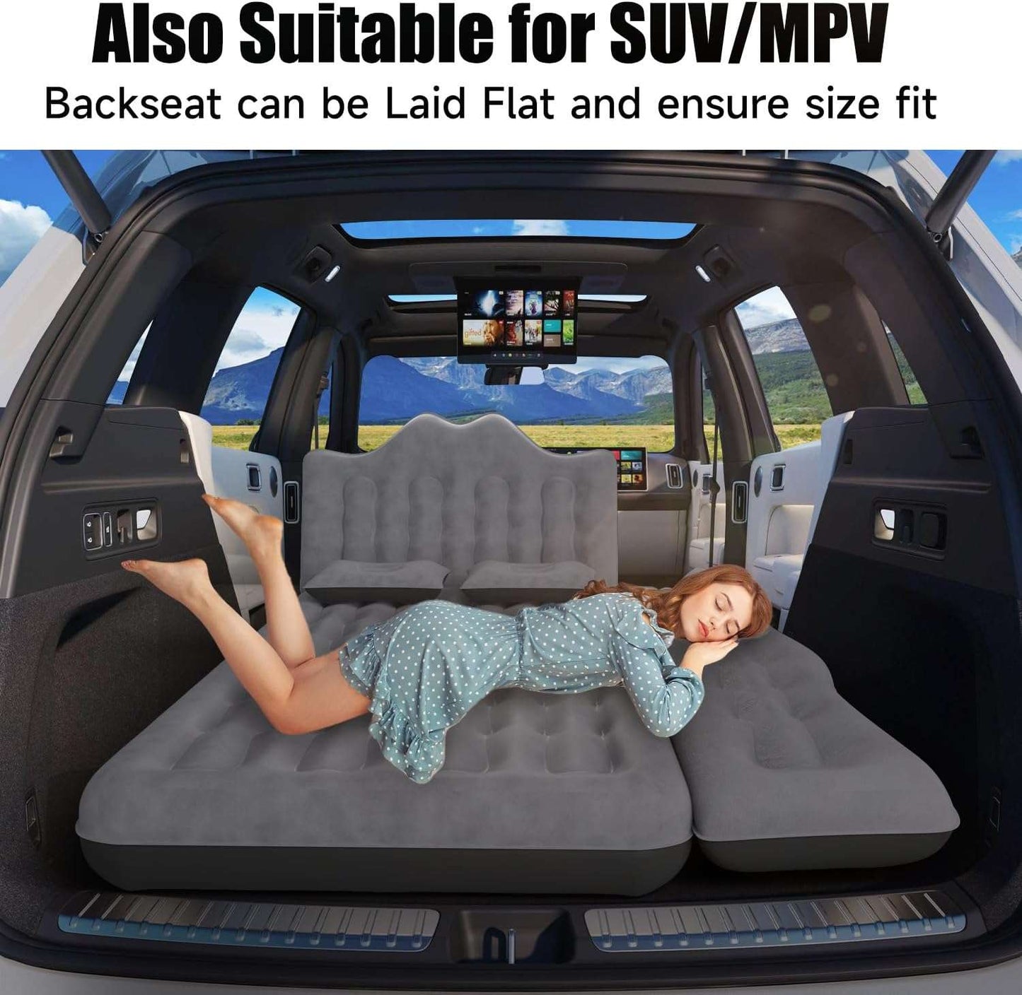 Dikasun Outdoor backseat air mattress, gray inflatable SUV bed, 30.31'' width on Tampa Home & Garden Store