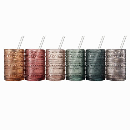 Khen Hobnail Drinking Glasses and Matching Straws
