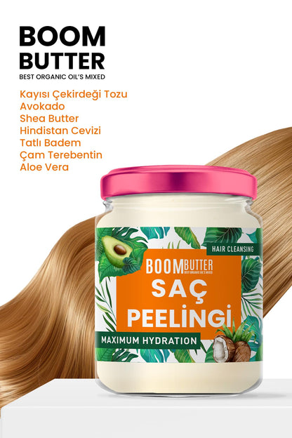 BOOM BUTTER Herbal Science Hair Oil 190 ml jar with pink lid and avocado label for hydration on Tampa Home & Garden Store