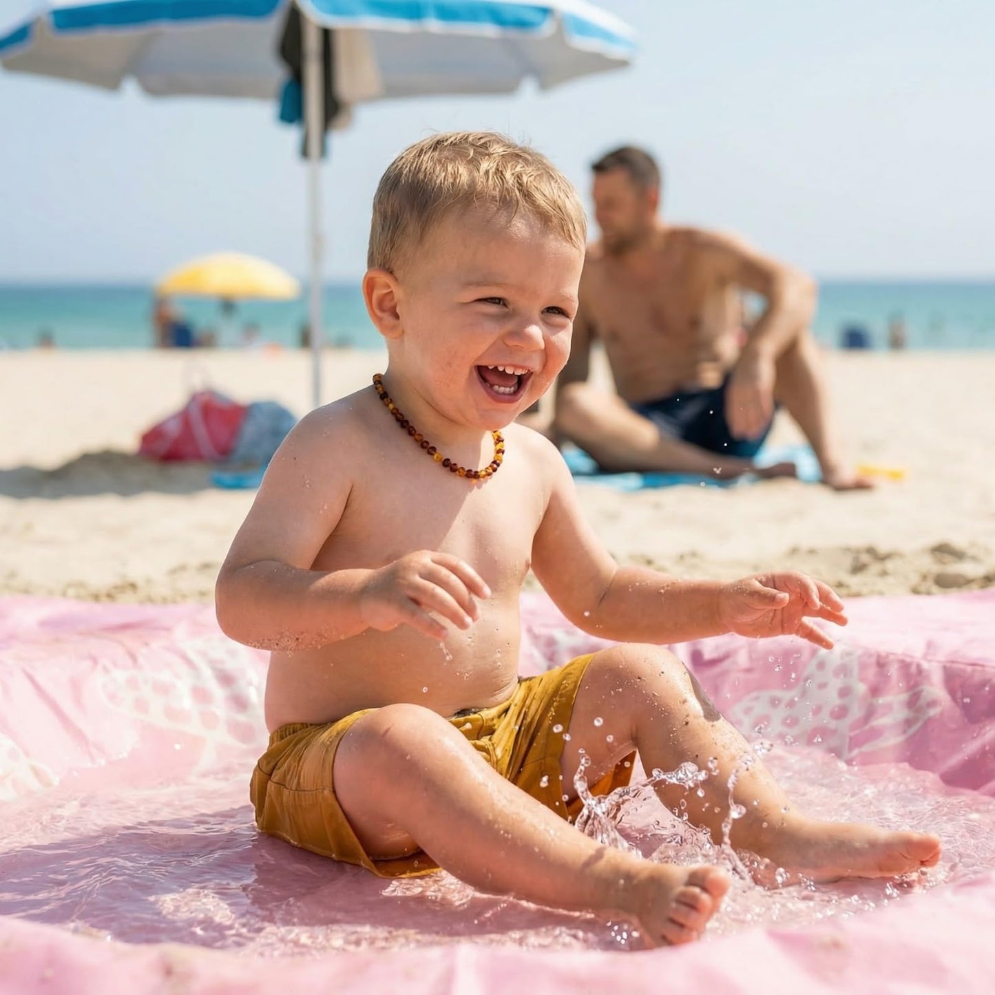 Pink Baby Beach Splash Mat And Sand Barrier