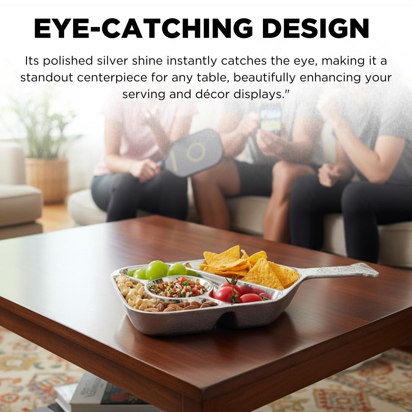 Decorative Silver Pickleball Serving and Tray