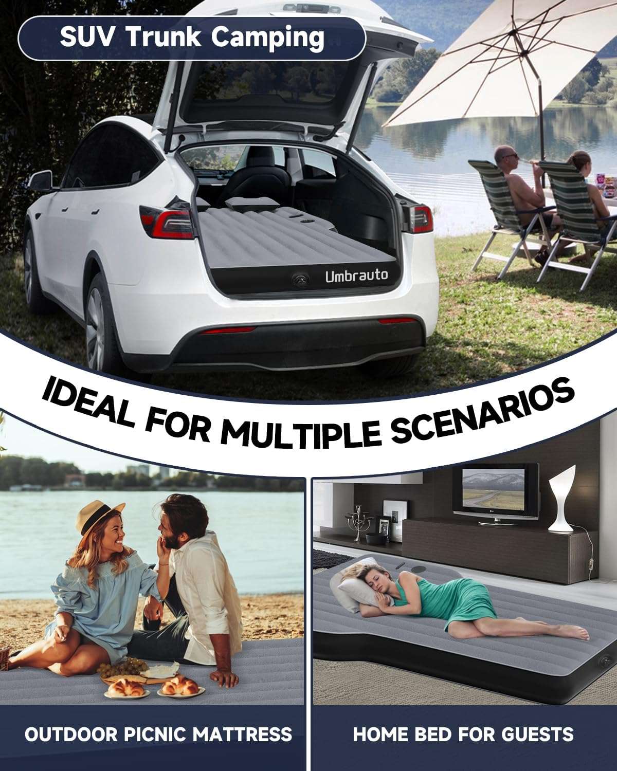 Umbrauto SUV air mattress gray in the Tesla Y trunk for car camping on Tampa Home & Garden Store