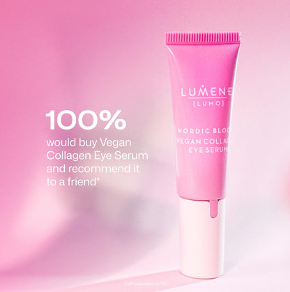 Lumene vegan collagen eye serum tube, pink squeeze bottle, 10ml on Tampa Home & Garden Store