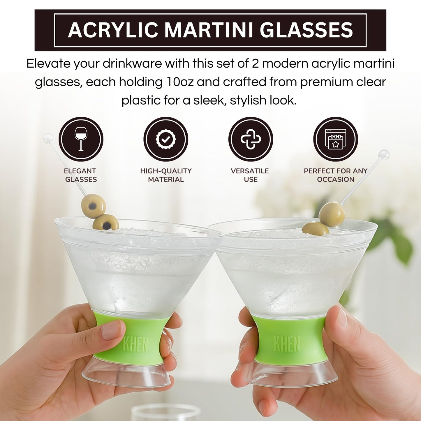 Set Of Two 10 Oz Cooled Acrylic Martini Glasses