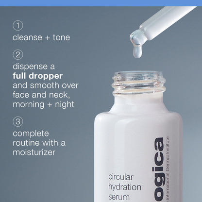 Dermalogica Circular Hydration Serum bottle with dropper, white container and visible label on Tampa Home & Garden Store