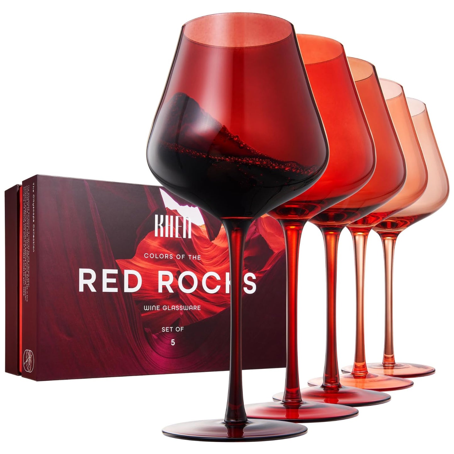 Large Khen Set of 5 Gradient Wine Glasses