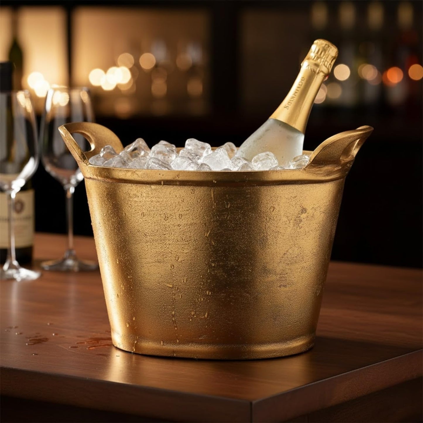 Golden Double Walled Ice Bucket and Cooler Set
