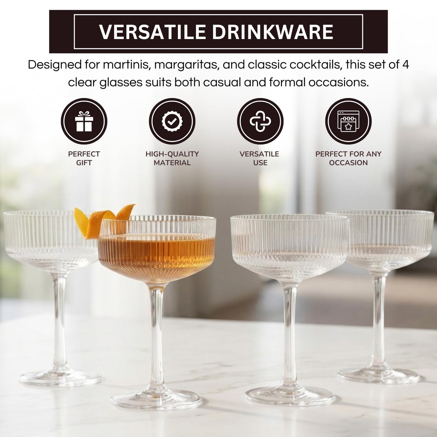 The Barcelona Acrylic Champagne Coupe Set of 4