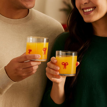 Red Bowtie Clear Acrylic Tumbler Set of Two