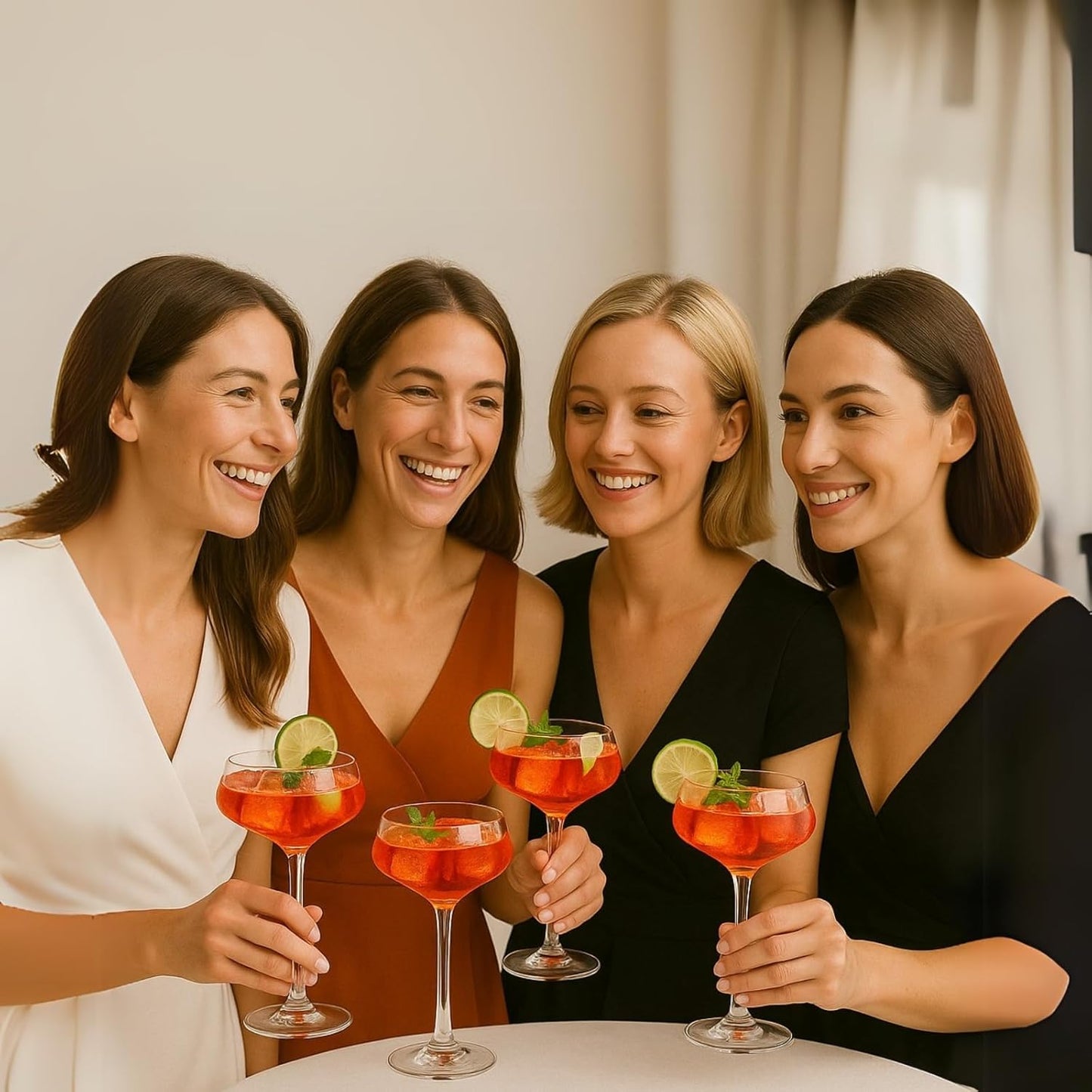 Set of 4 Clear Acrylic Coupe Cocktail Glasses