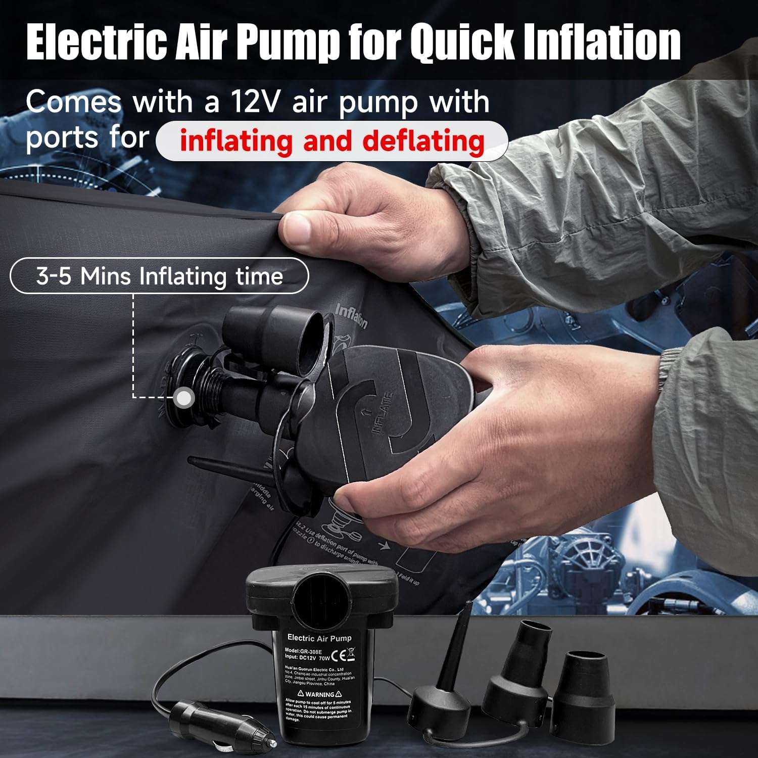 Dikasun Outdoor backseat air mattress for SUV/Car, black, includes 12V inflator pump on Tampa Home & Garden Store