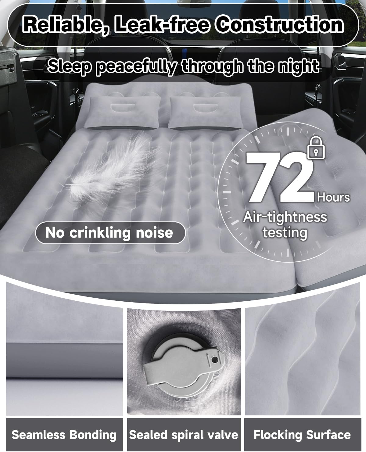 Umbrauto gray backseat car air mattress with pump and pillows in SUV on Tampa Home & Garden Store