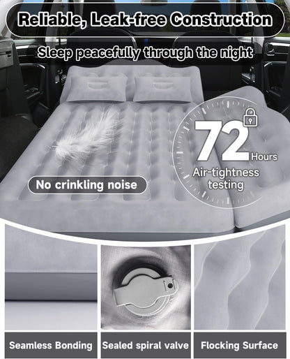 Umbrauto gray backseat car air mattress with pump and pillows in SUV on Tampa Home & Garden Store